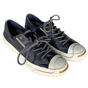 Converse Jack Purcell Cross Stitch Blue Leather Sneakers Womans Sz 6.5 Cork Sole